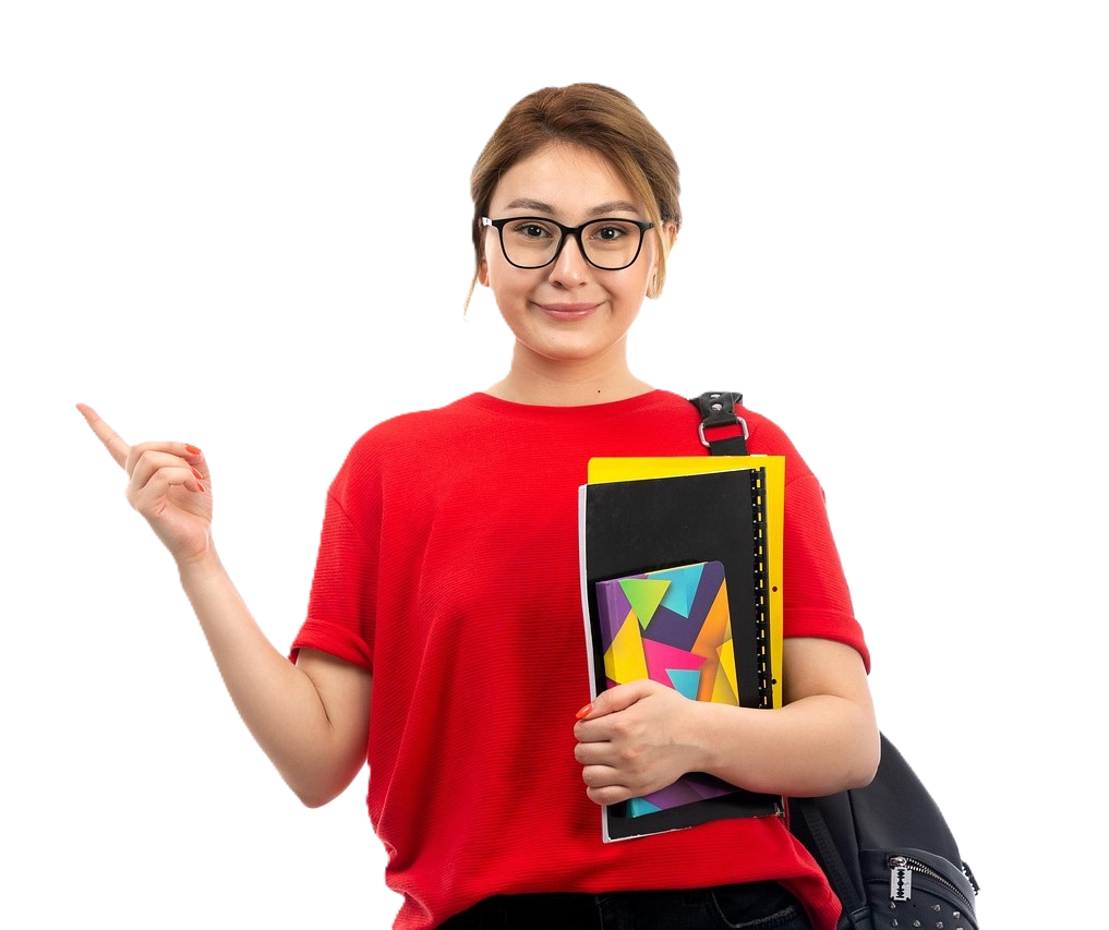 Student with study materials ready for international education